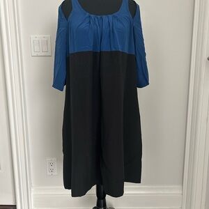 Sonia Rykiel Blue and Silk Black Long Sleeve Dress
